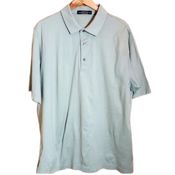 CARNOUSTIE XL GREEN & BLUE STRIPPED SHORTSLEEVE POLO - Picture 1 of 4
